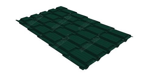 Металлочерепица Grand Line Quadro Profi 0,45 мм Drap RAL 6005 зеленый мох
