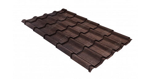 Металлочерепица Grand Line Kamea 0,45 мм Print Twincolor Antique Wood Eco