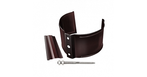 Хомут трубы металлический на камень Grand Line ПВХ шоколадный RAL 8017