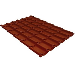 Металлочерепица Grand Line Kredo Velur 0,5 мм RAL 8004 терракота