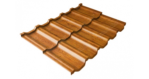 Металлочерепица модульная Grand Line Kvinta Uno c 3D резом 0,45 Print Twincolor Golden Wood