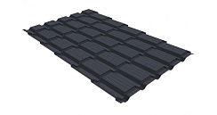 Металлочерепица Grand Line Quadro Profi 0,5 мм Velur20 RAL 7024 мокрый асфальт