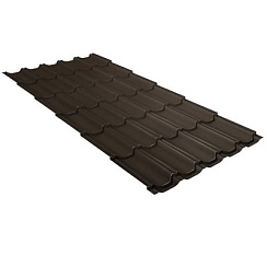 Металлочерепица Grand Line Kvinta Plus GreenCoat Pural Matt 0,5 мм RR 32 темно-коричневый (RAL 8019 серо-коричневый)
