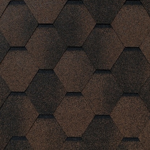 Гибкая черепица RoofShield Family Eco Light Standart коричневая с оттенением