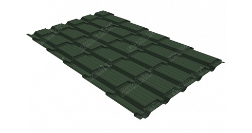 Металлочерепица Grand Line Quadro Profi 0,45 мм Drap RAL 6020 хромовая зелень