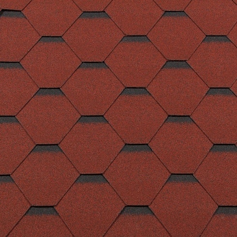 Гибкая черепица RoofShield Classic Standart красная с оттенением