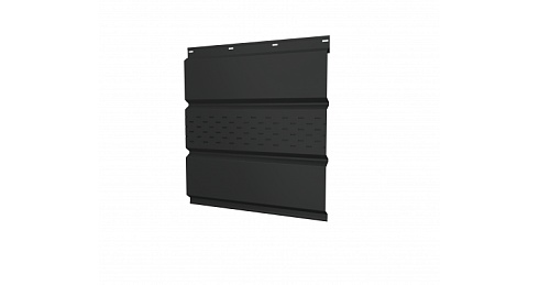 Софит металлический центральная перфорация 0,5 GreenCoat Pural Matt с пленкой RR 23 темно-серый (RAL 7024 мокрый асфальт)