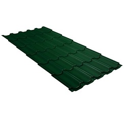 Металлочерепица Grand Line Classic Quarzit lite 0,5 мм RAL 6005 зеленый мох