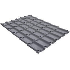 Металлочерепица Grand Line Kvinta Plus GreenCoat Pural Matt 0,5 мм RR2Н3 (RAL 7016 антрацитово-серый)
